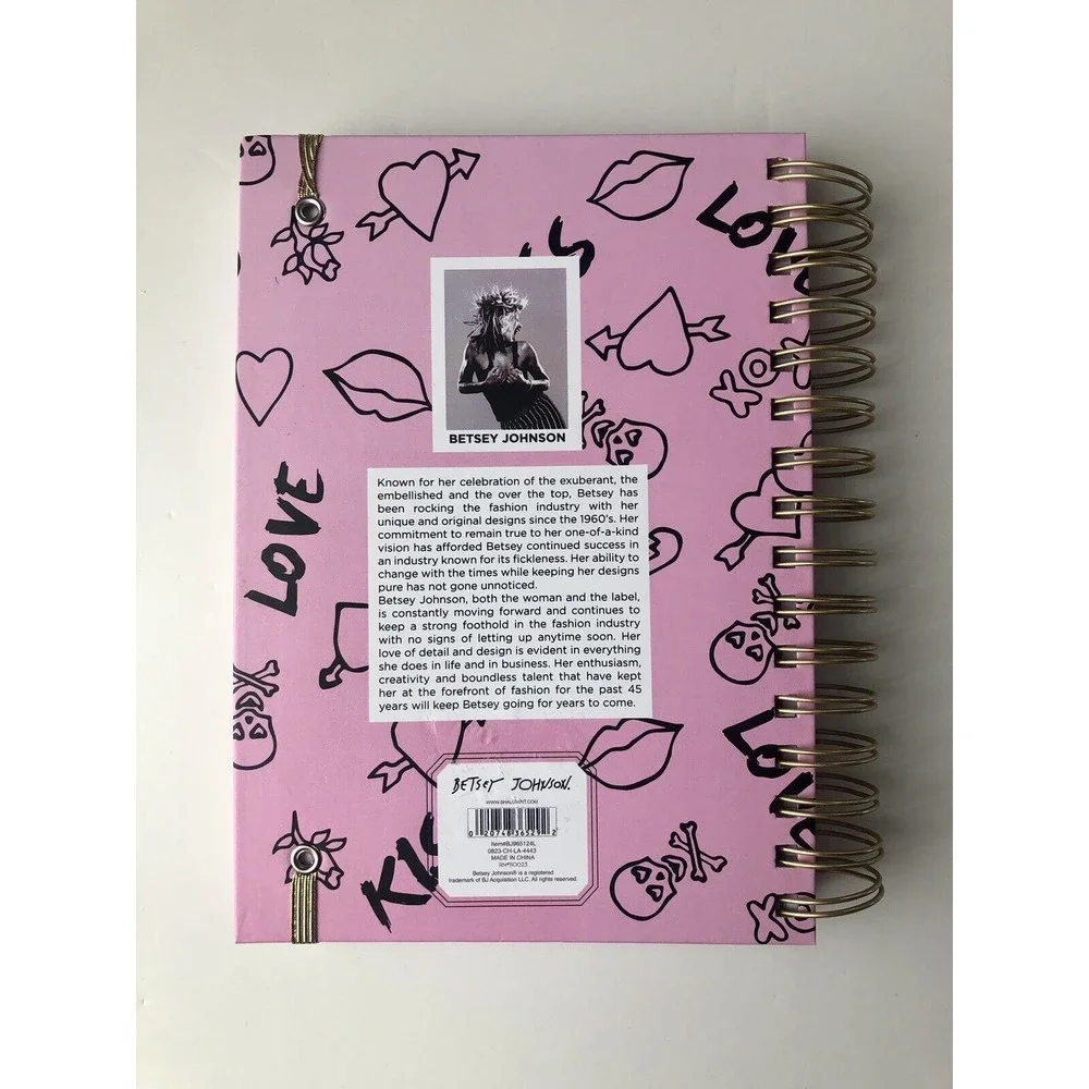 Betsey Johnson journal Spiral Pink With Written Designs